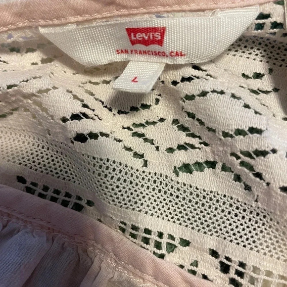 Levi’s Lt Pink Long Sleeve Boho Light Weight Cotton Shirt Sz L - Picture 4 of 8